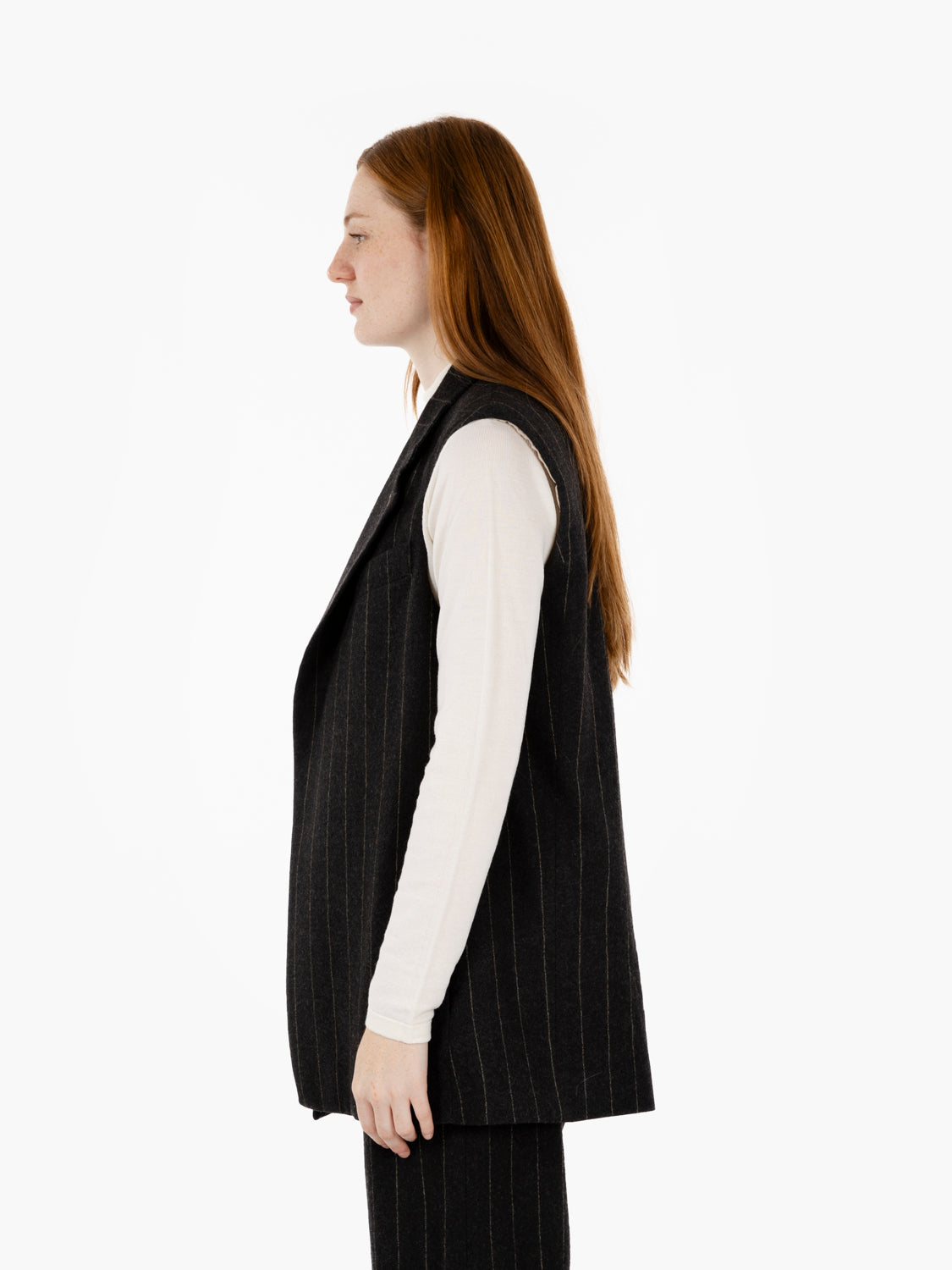 Gilet striped wool carbone