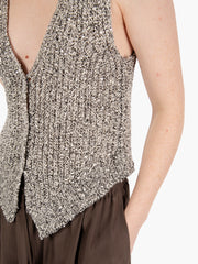 ALYSI - Gilet tricot con pailletes grigio