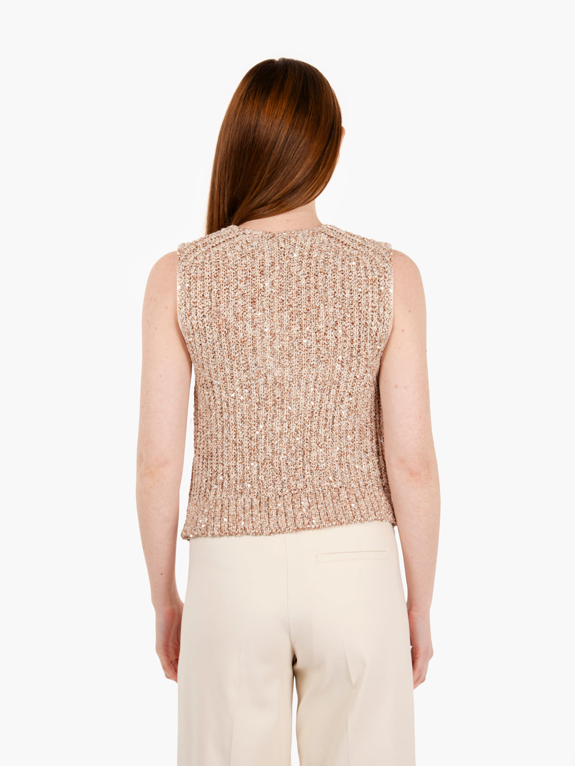 Gilet tricot con pailletes noce