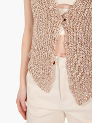 ALYSI - Gilet tricot con pailletes noce