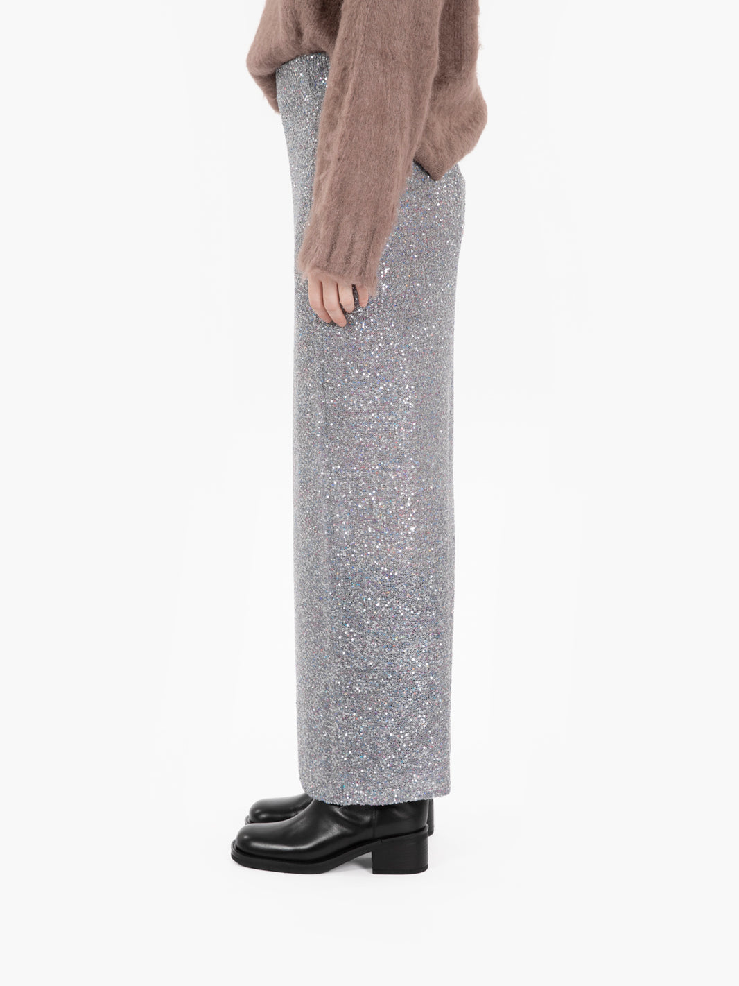 Gonna lunga con paillettes silver