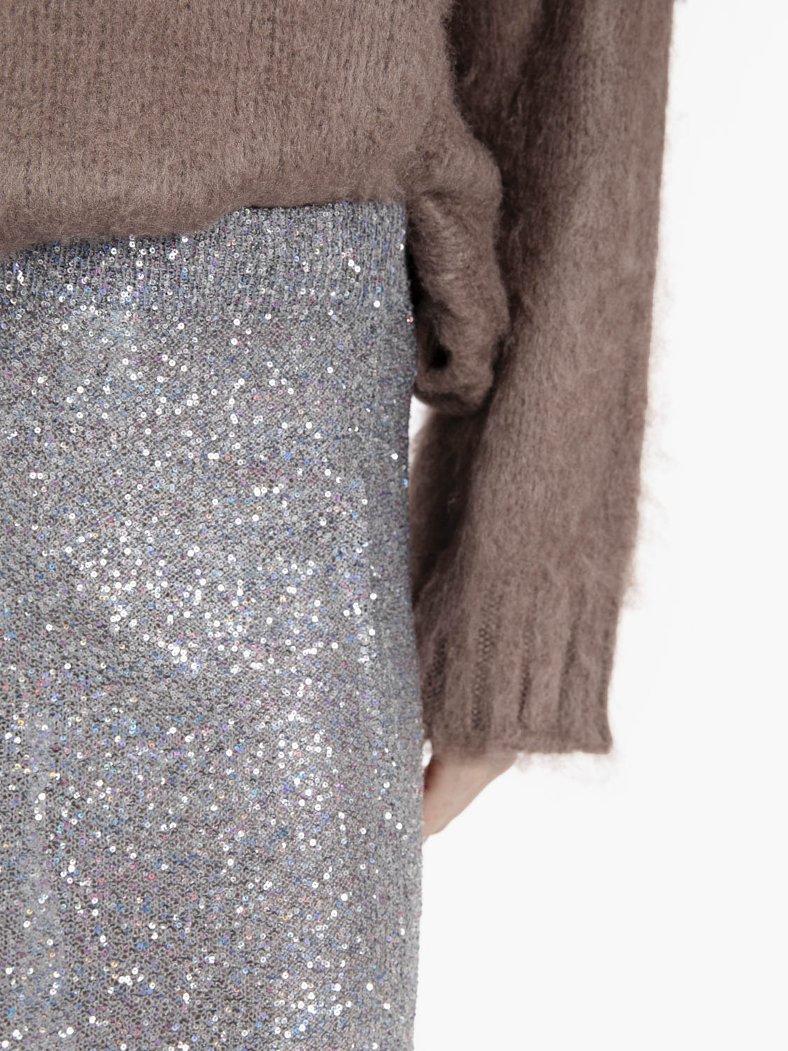 Gonna lunga con paillettes silver