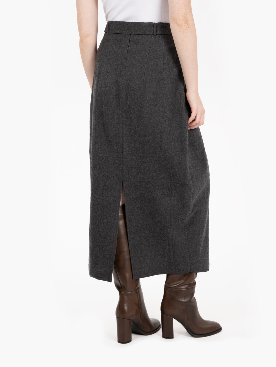 Gonna lunga soft wool grigia