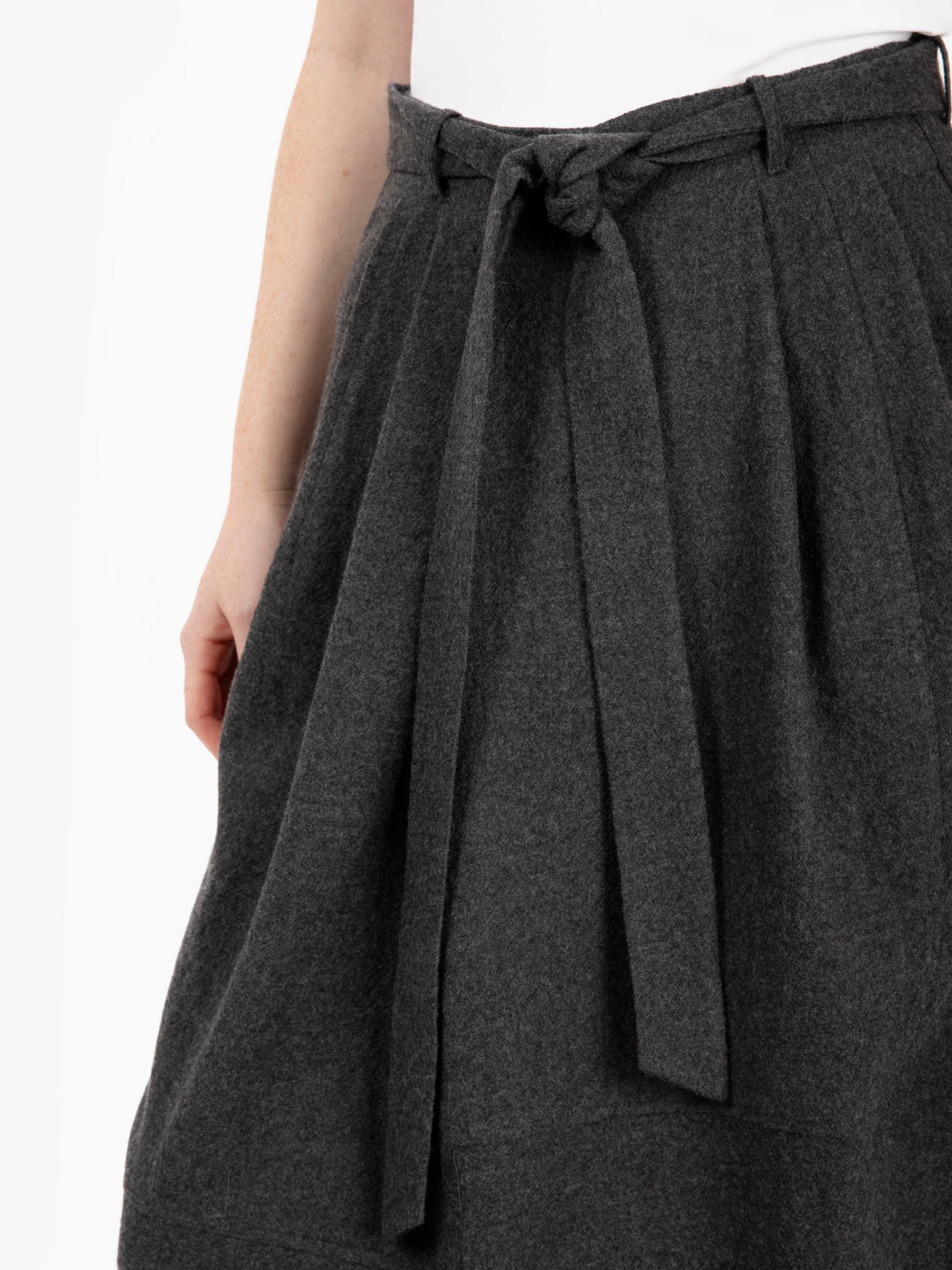 Gonna lunga soft wool grigia