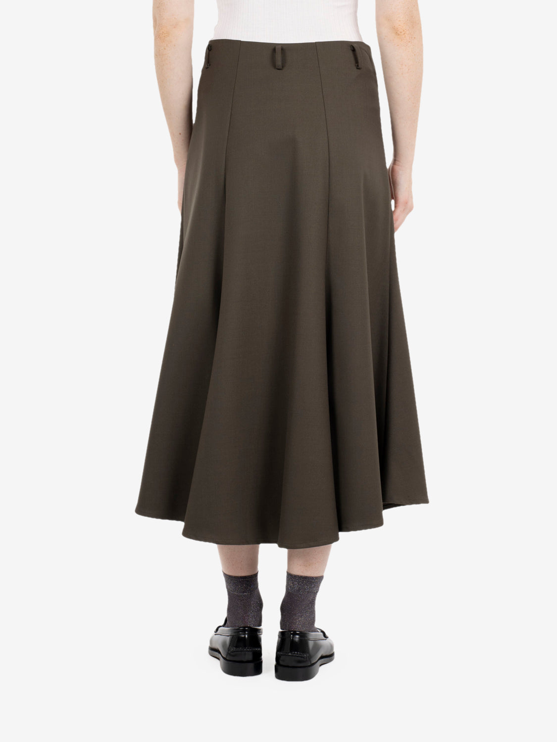 Forest green bias-cut midi skirt