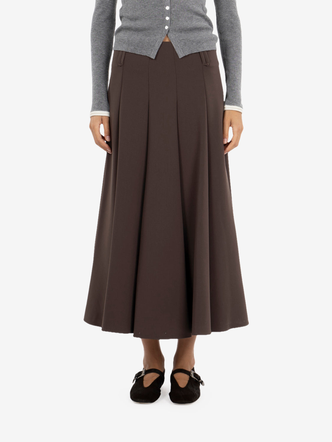 Urban Daily cocoa godet midi skirt
