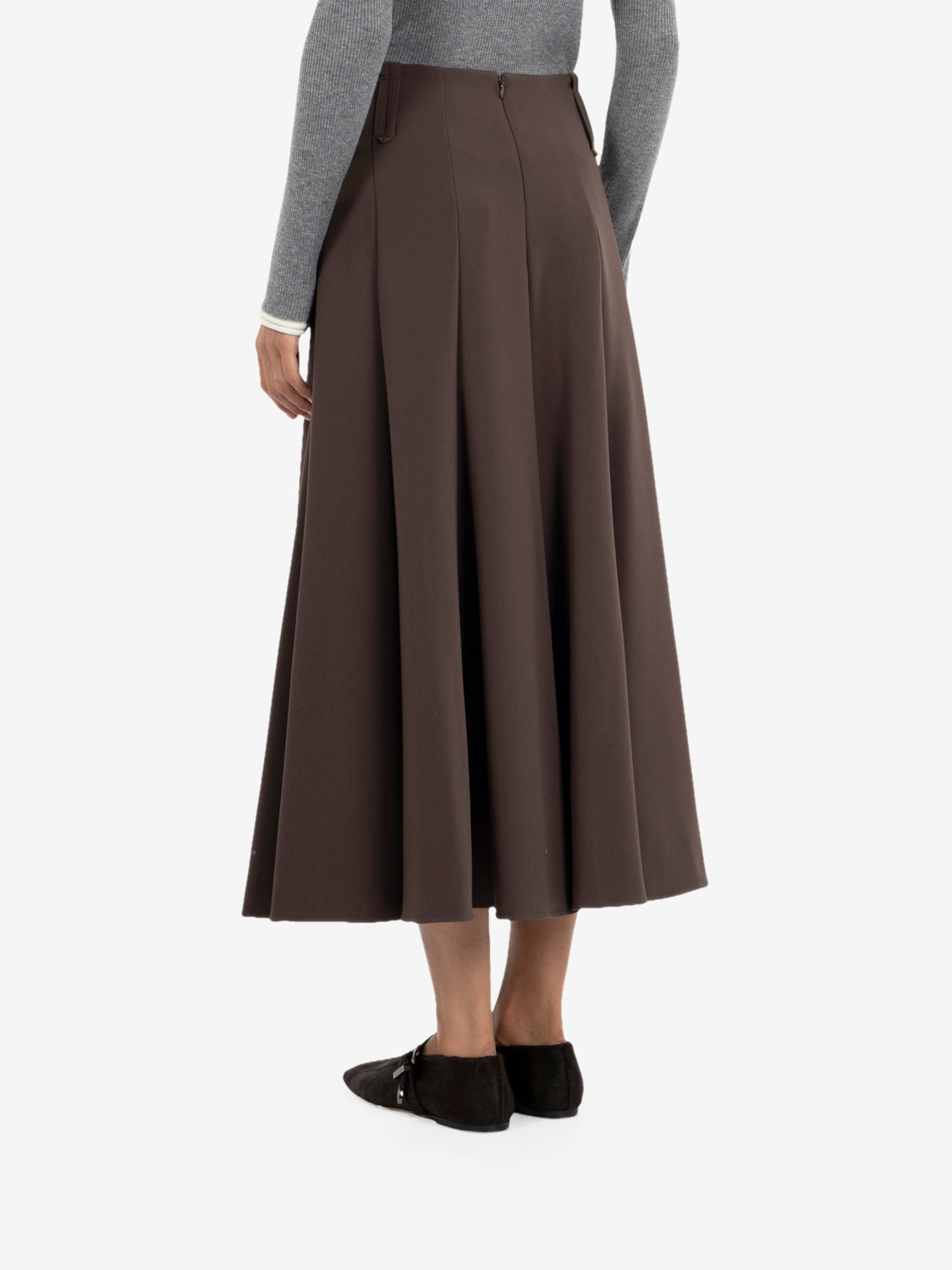 Urban Daily cocoa godet midi skirt
