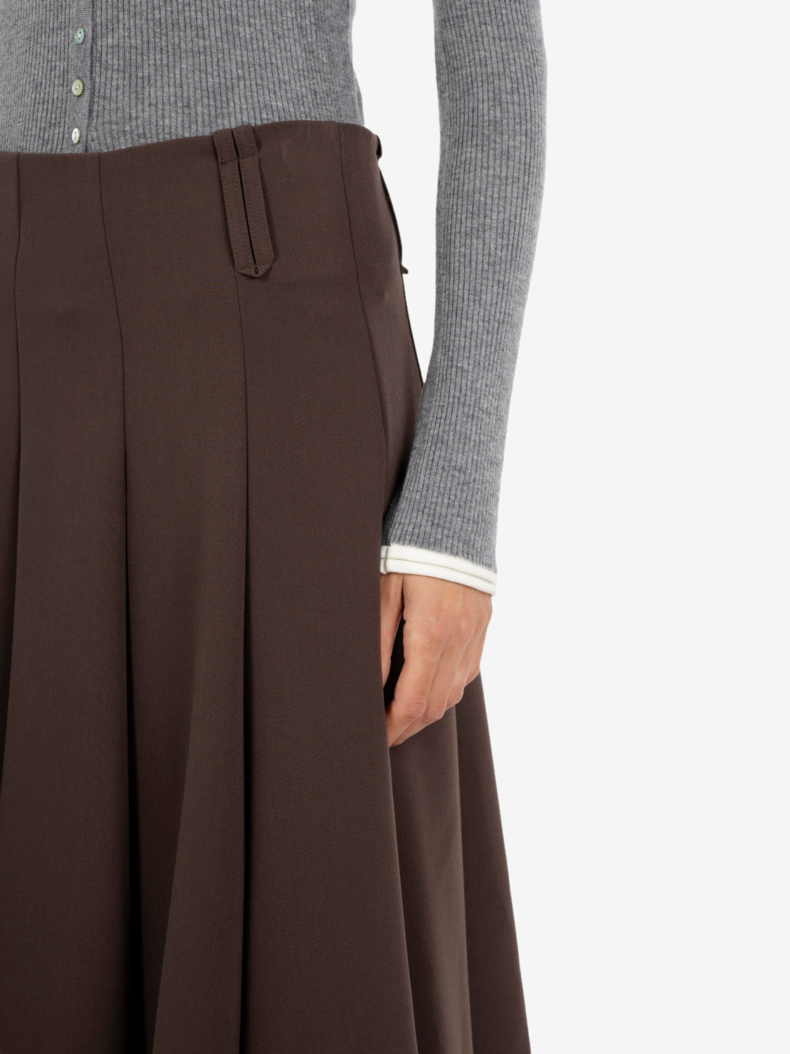 Urban Daily cocoa godet midi skirt
