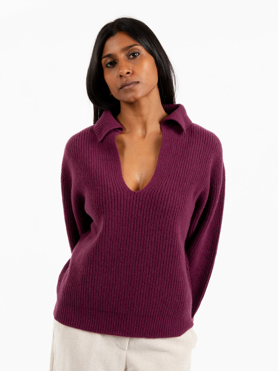 Maglia a coste bordeaux