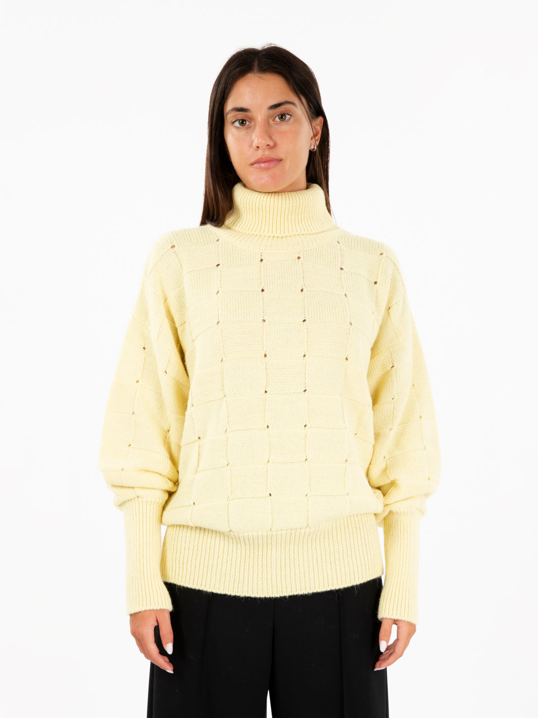 Maglia Funny tricot collo alto crema