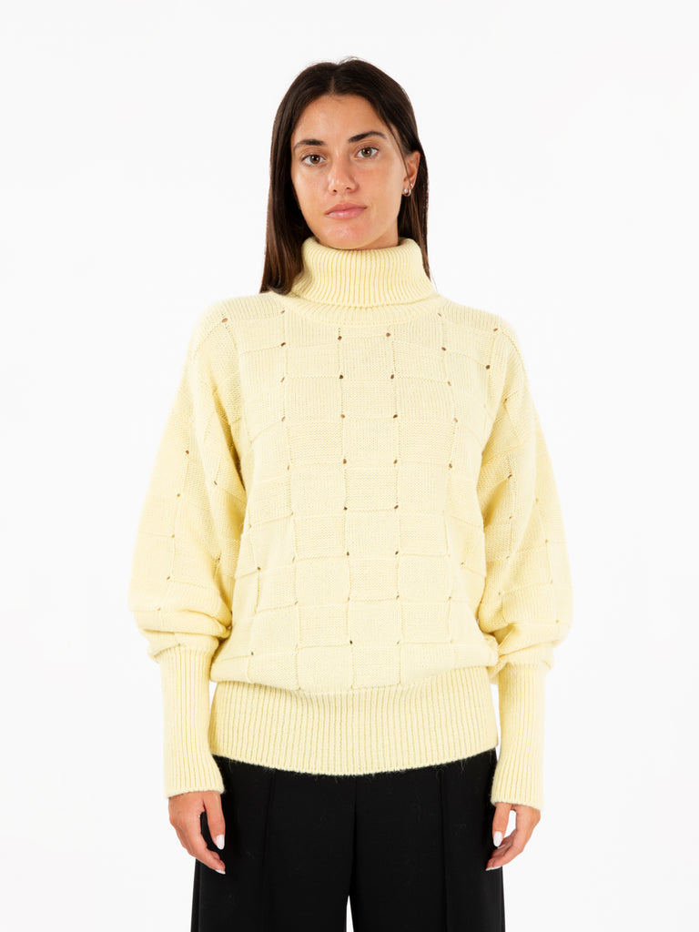 ALYSI - Maglia Funny tricot collo alto crema