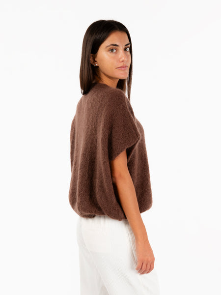 Maglia super mohair girocollo choco