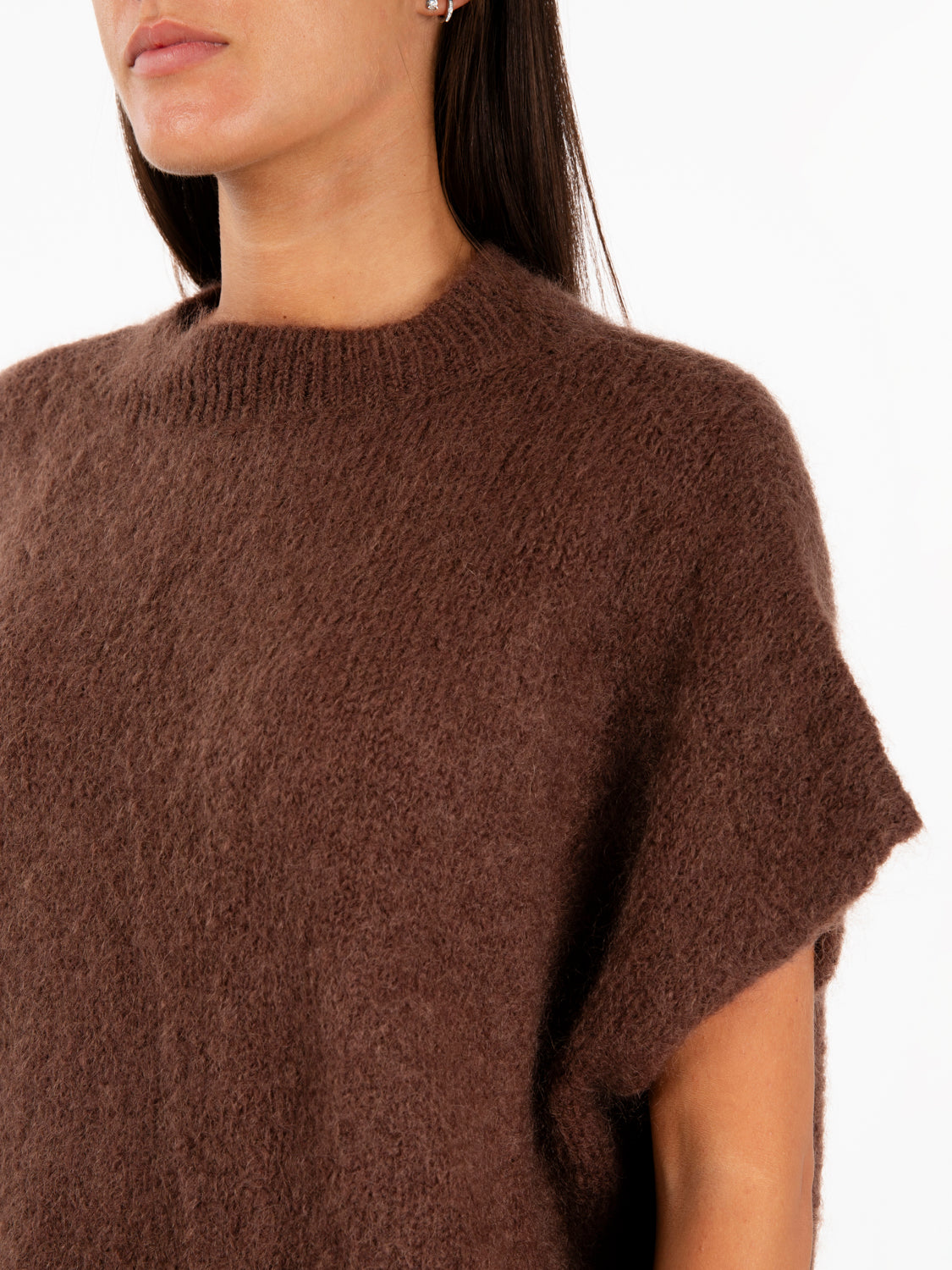 Maglia super mohair girocollo choco