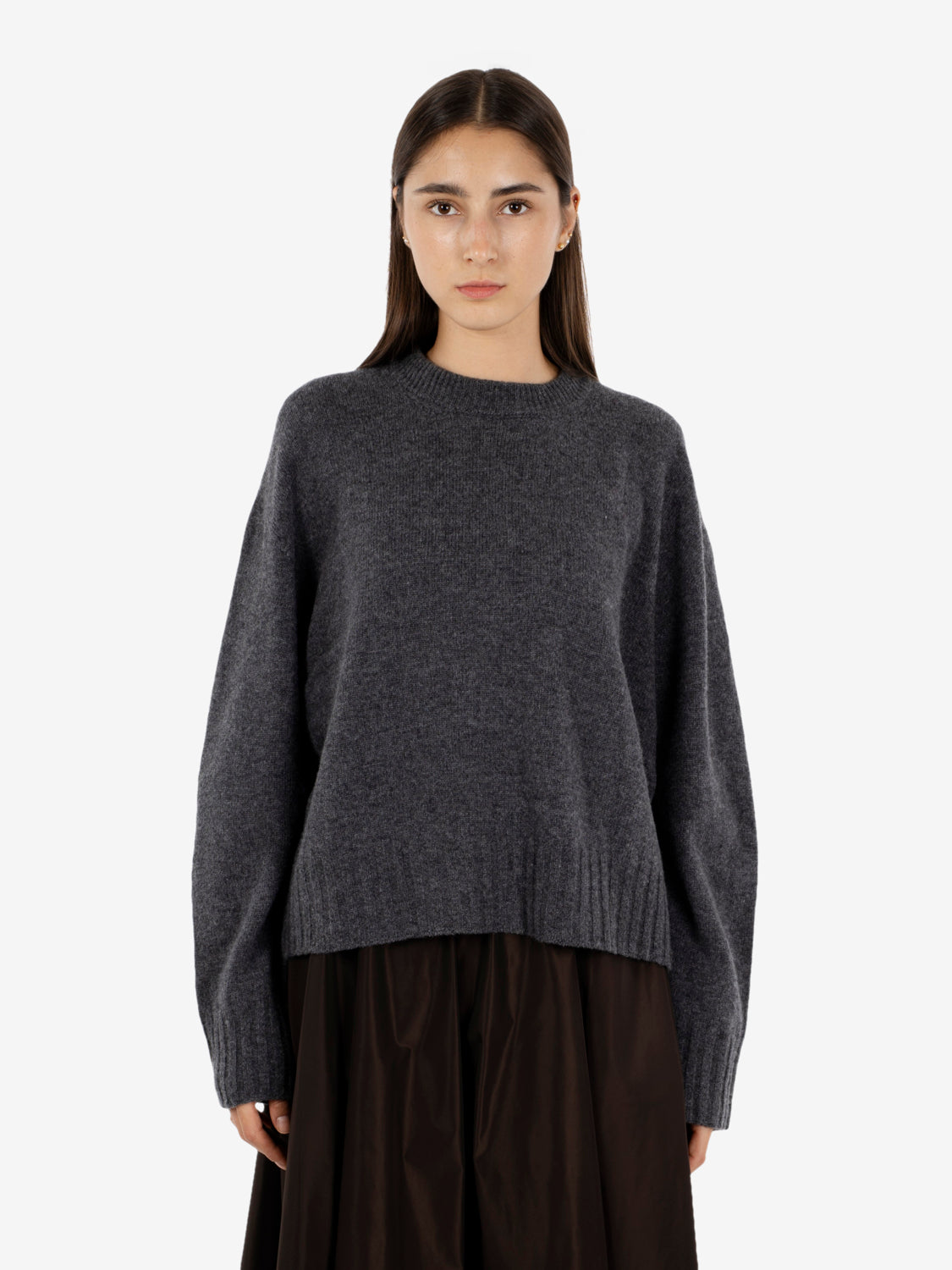 Maglione girocollo cachemire antracite