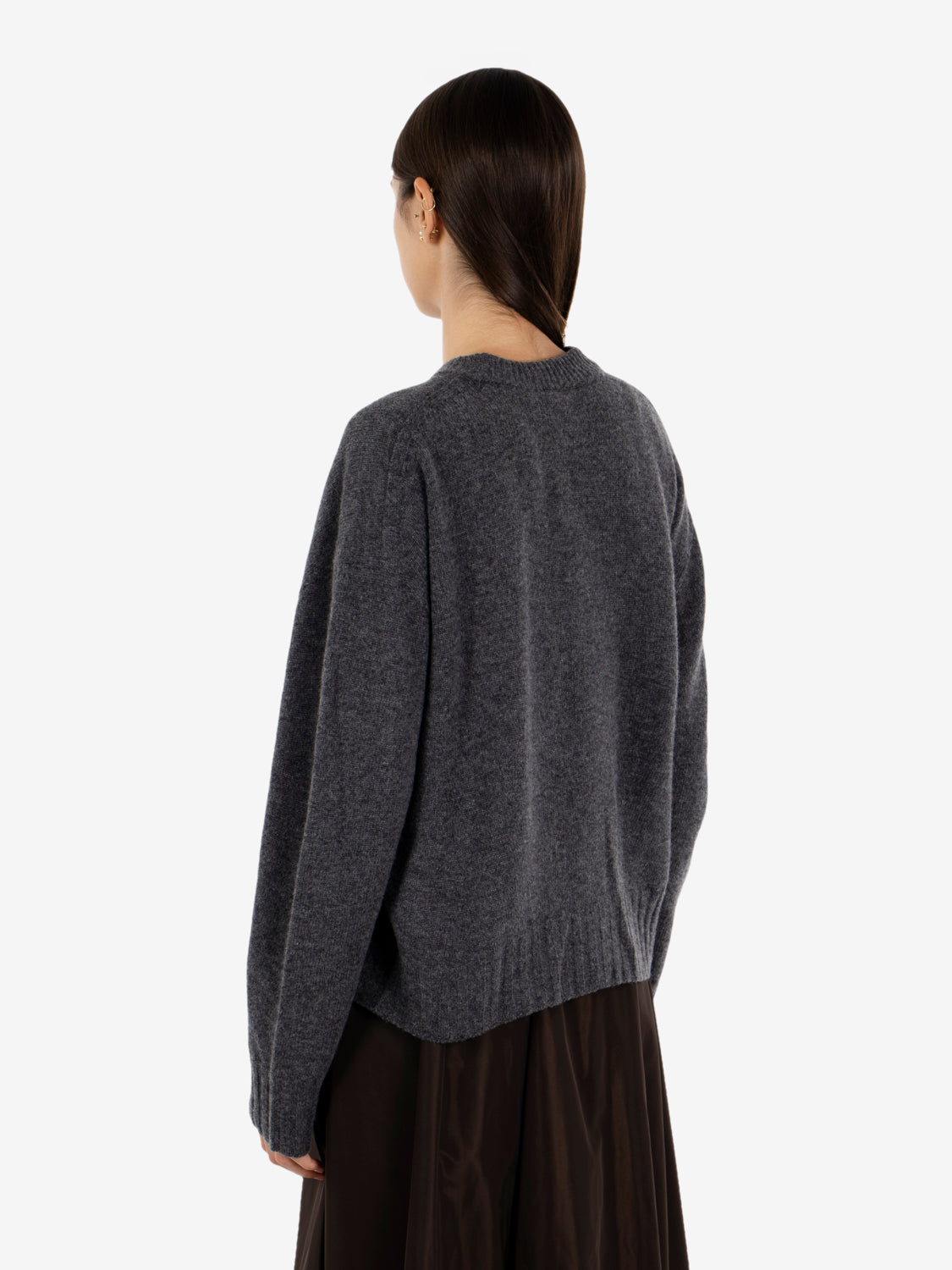 Maglione girocollo cachemire antracite
