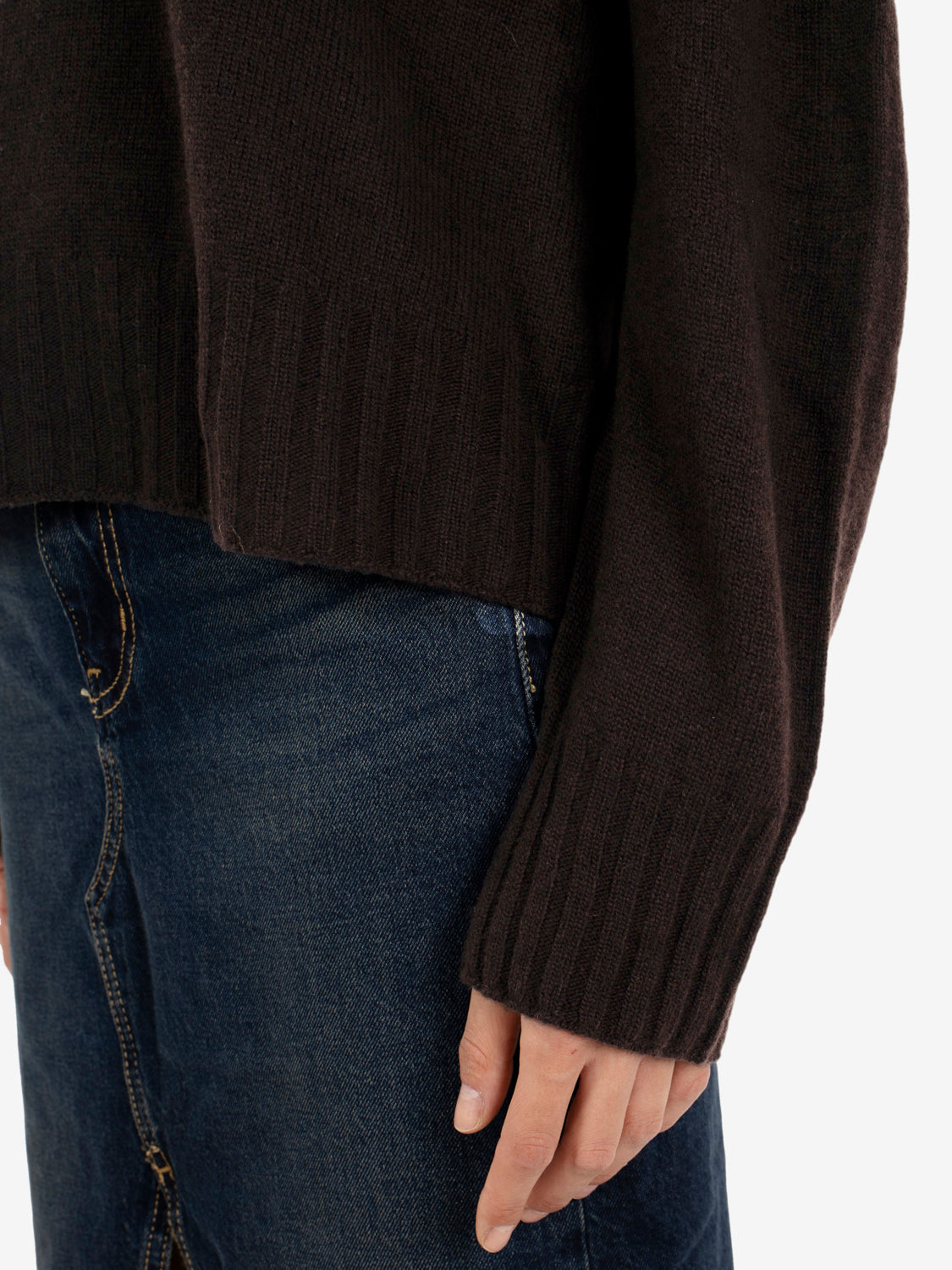 Maglione girocollo cachemire cacao