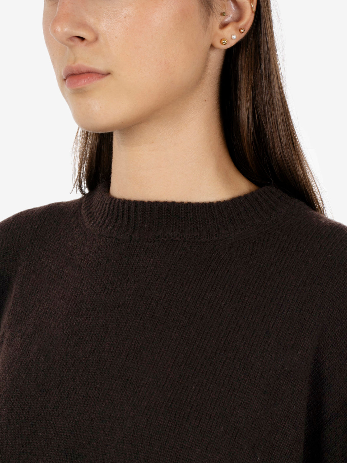 Maglione girocollo cachemire cacao