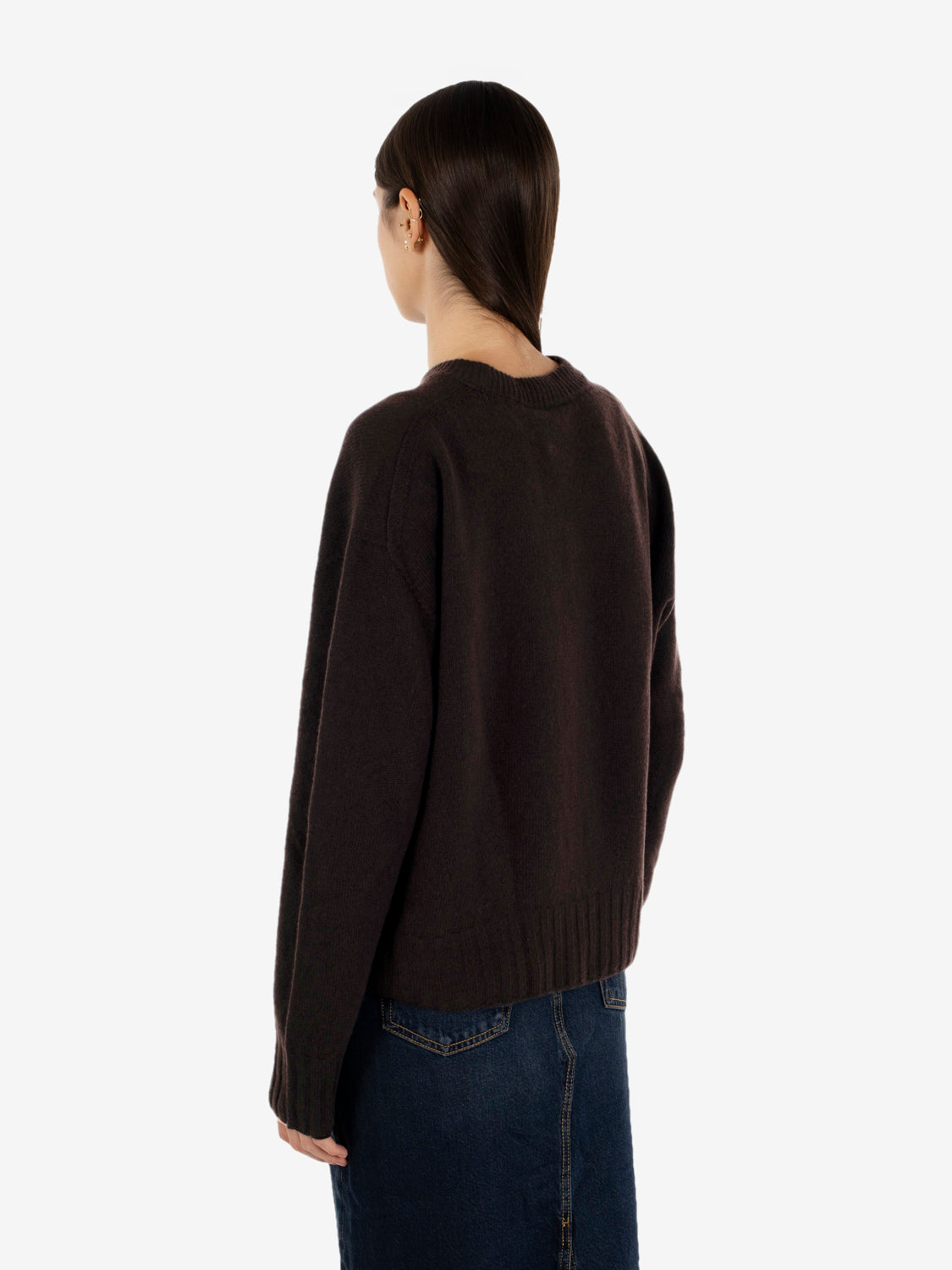 Maglione girocollo cachemire cacao