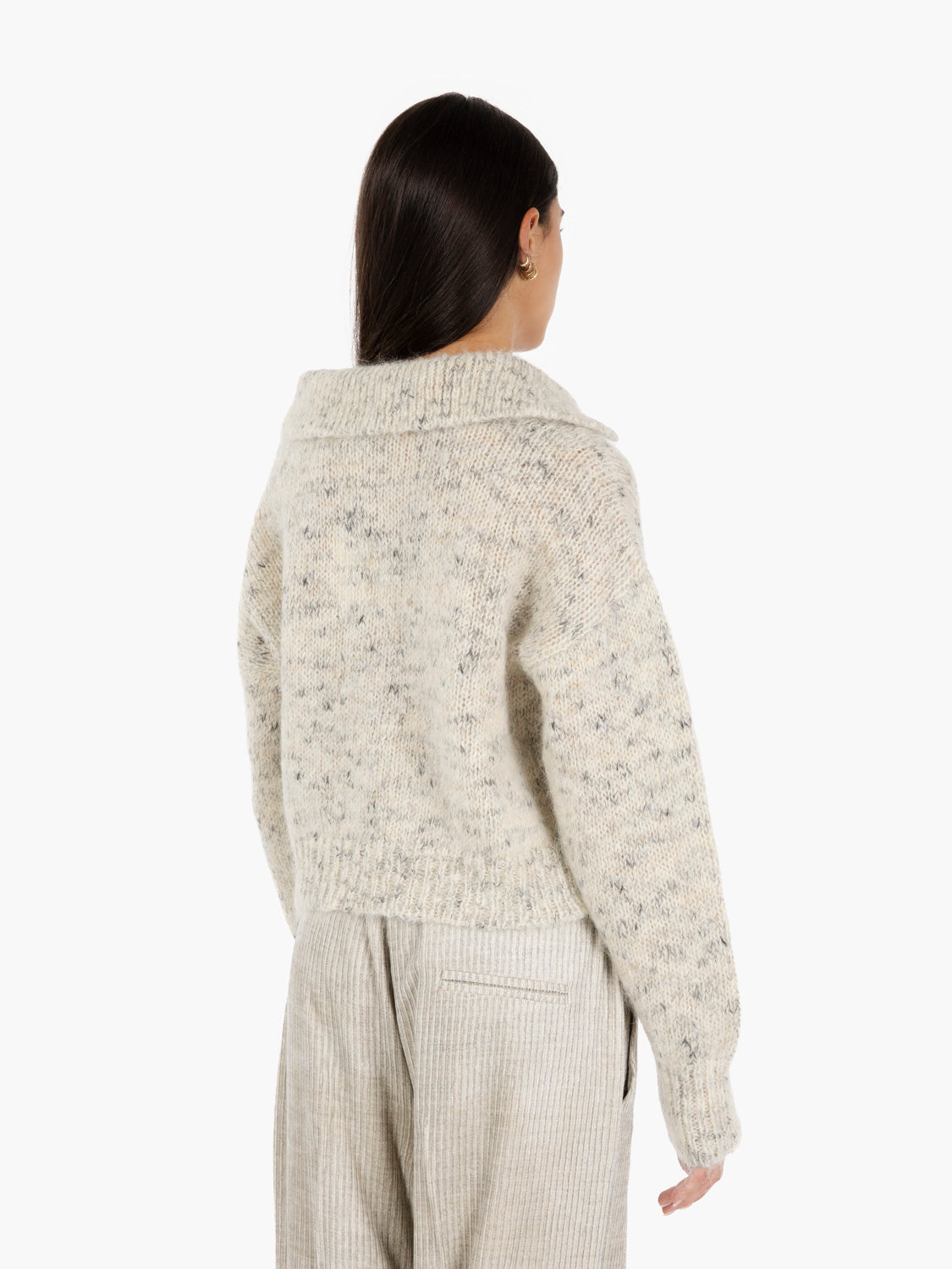 Soft tricot polo sweater in butter