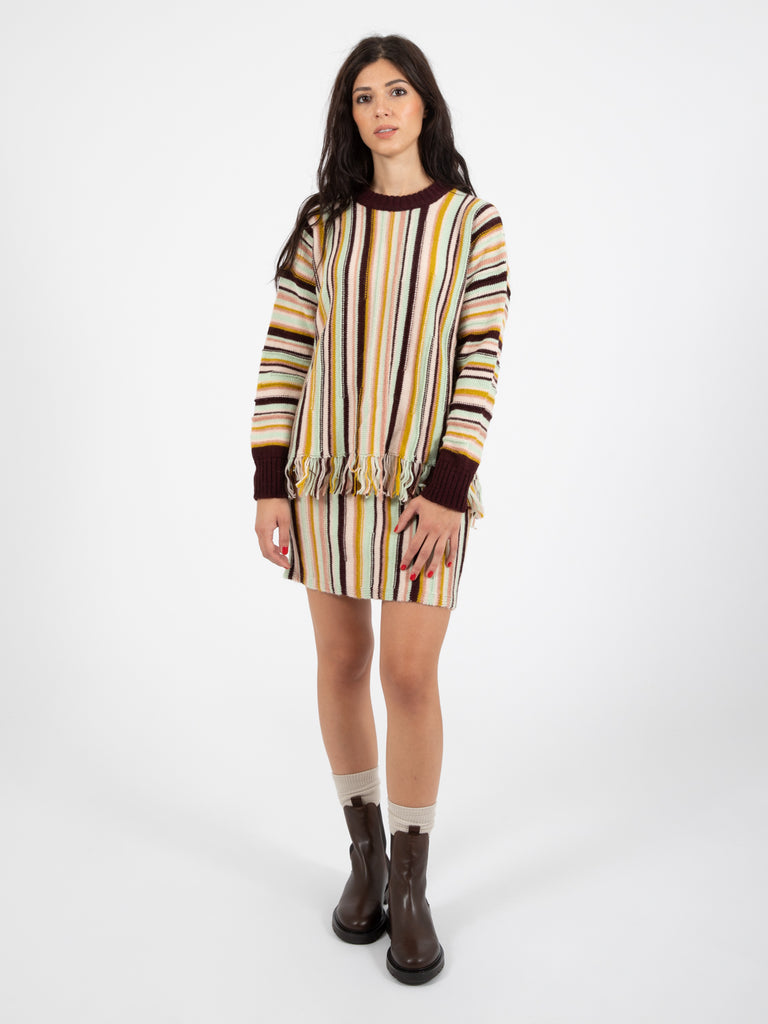 ALYSI - Maglione stripes e jaquard fran mix