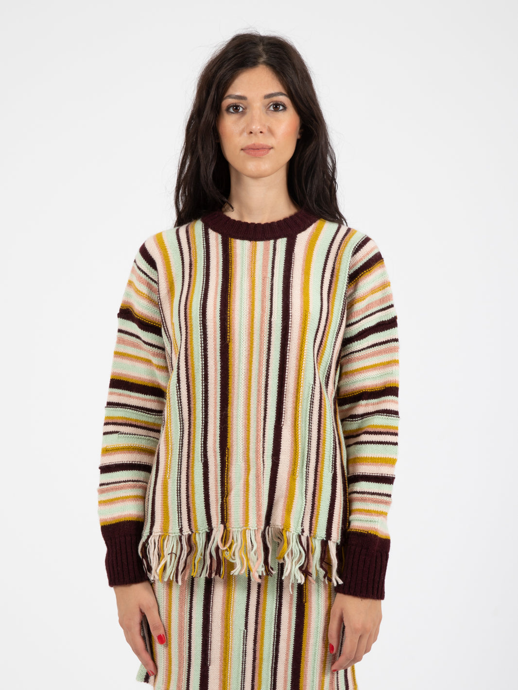 Maglione stripes e jaquard fran mix