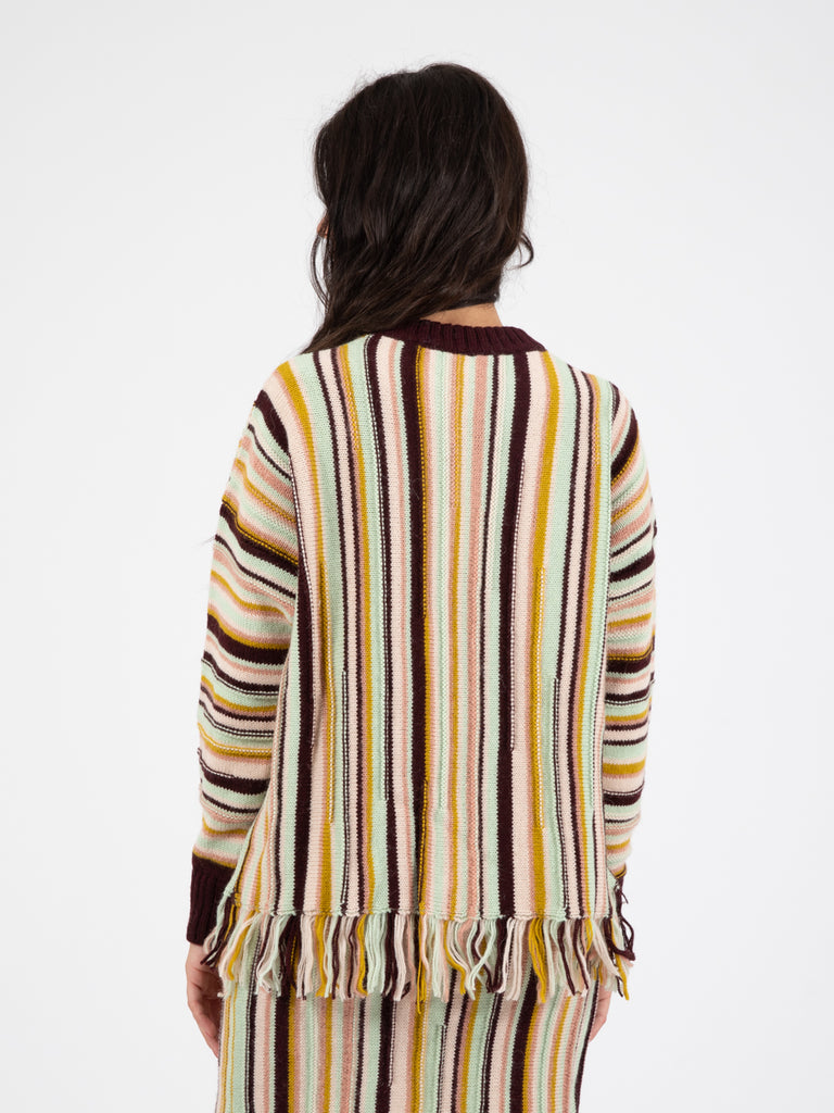 ALYSI - Maglione stripes e jaquard fran mix