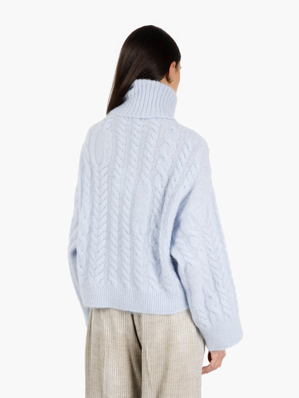 Super mohair turtleneck sweater in dusty pink