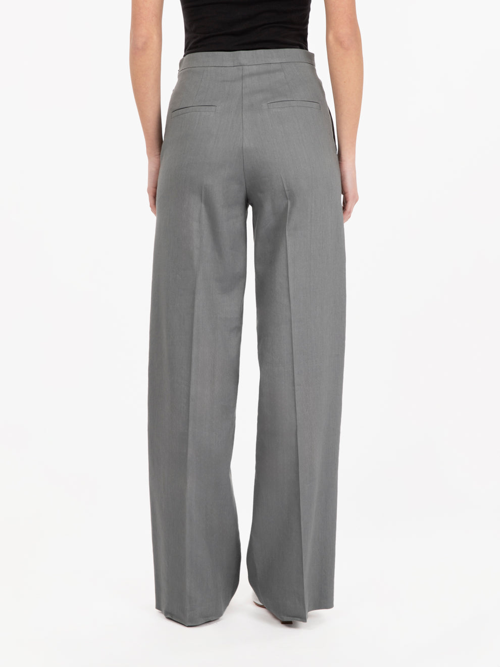 Pantalone ampio in lino stretch fumo