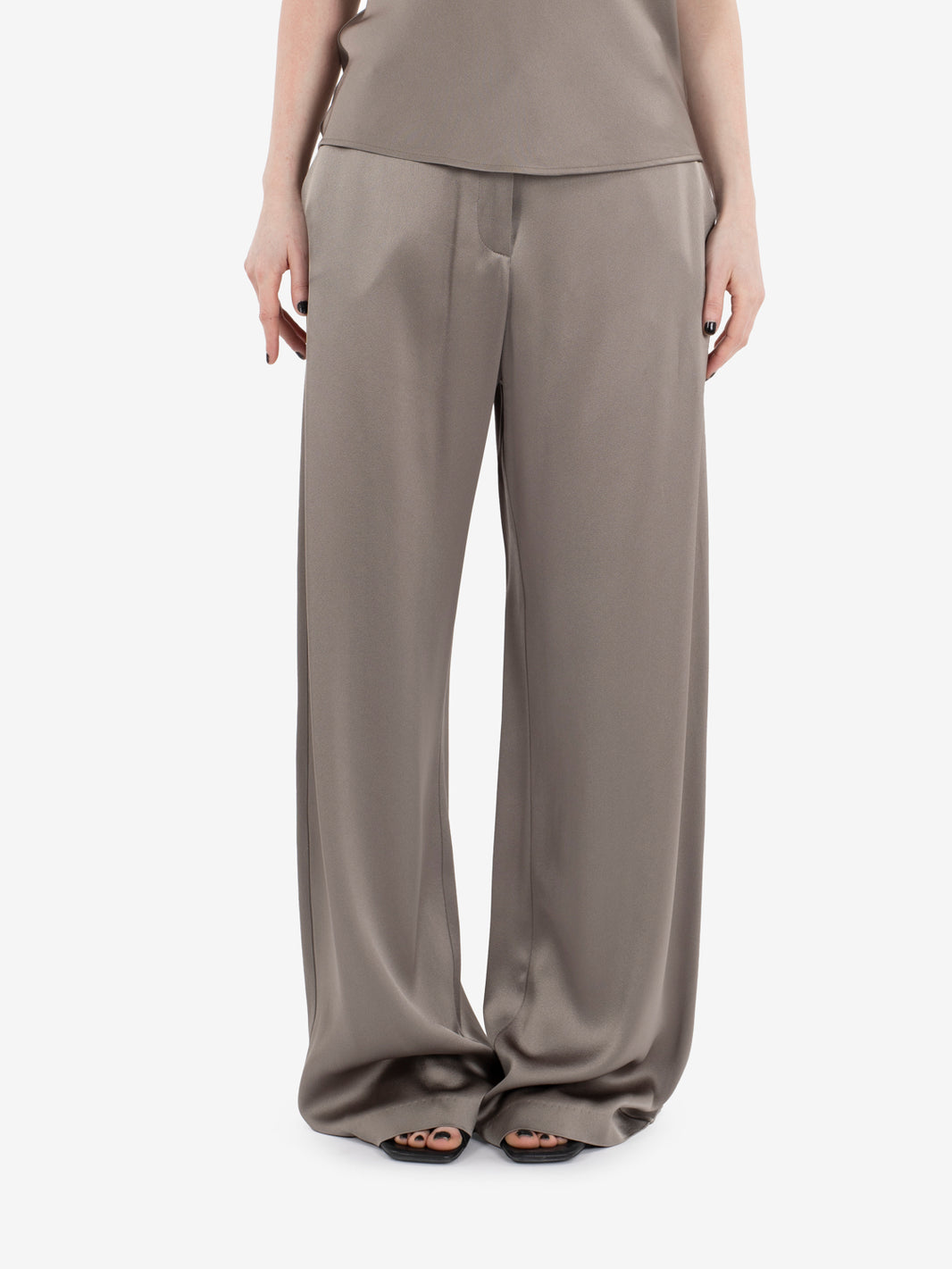 Pantalone fluido satin taupe