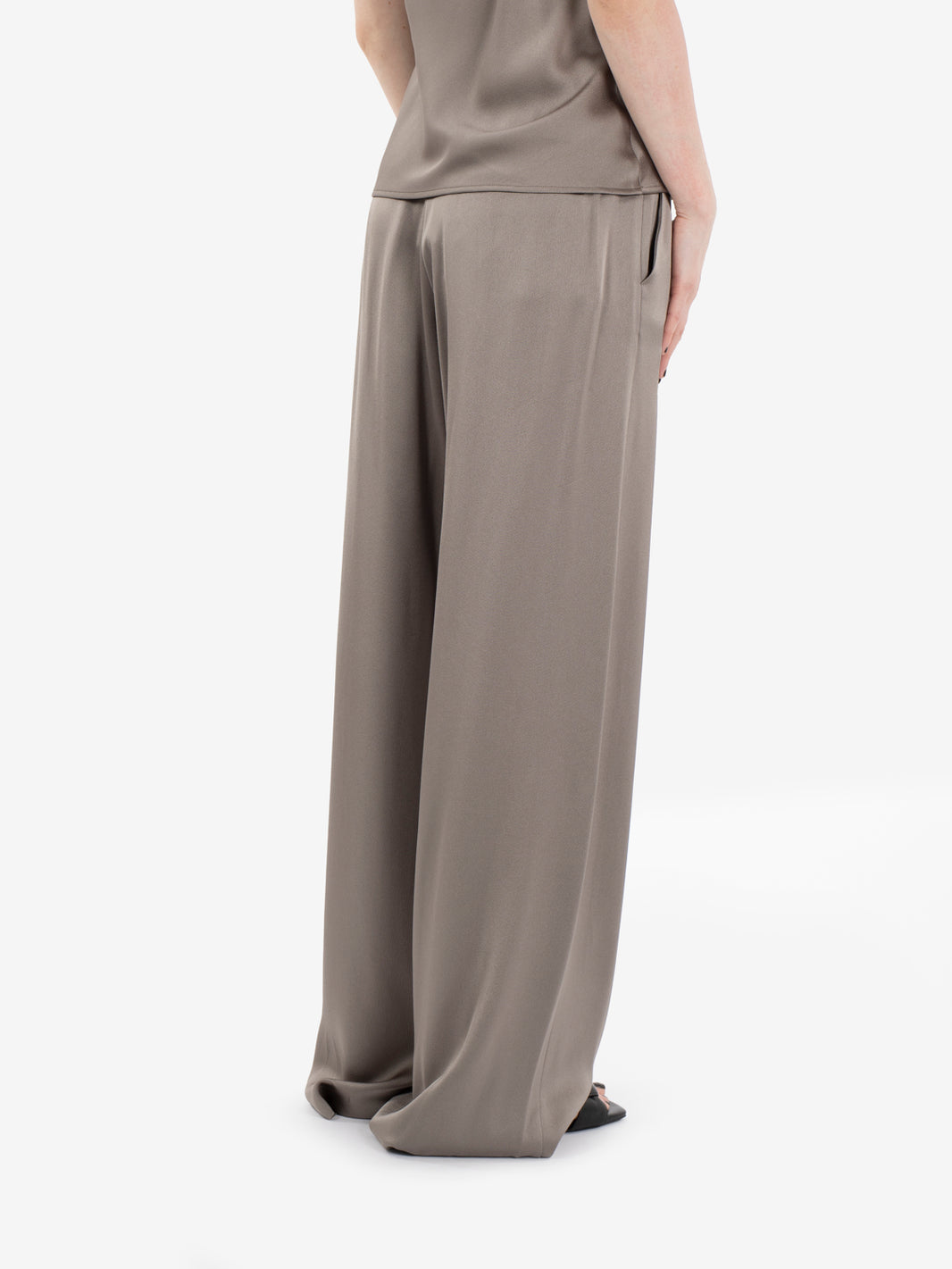 Pantalone fluido satin taupe