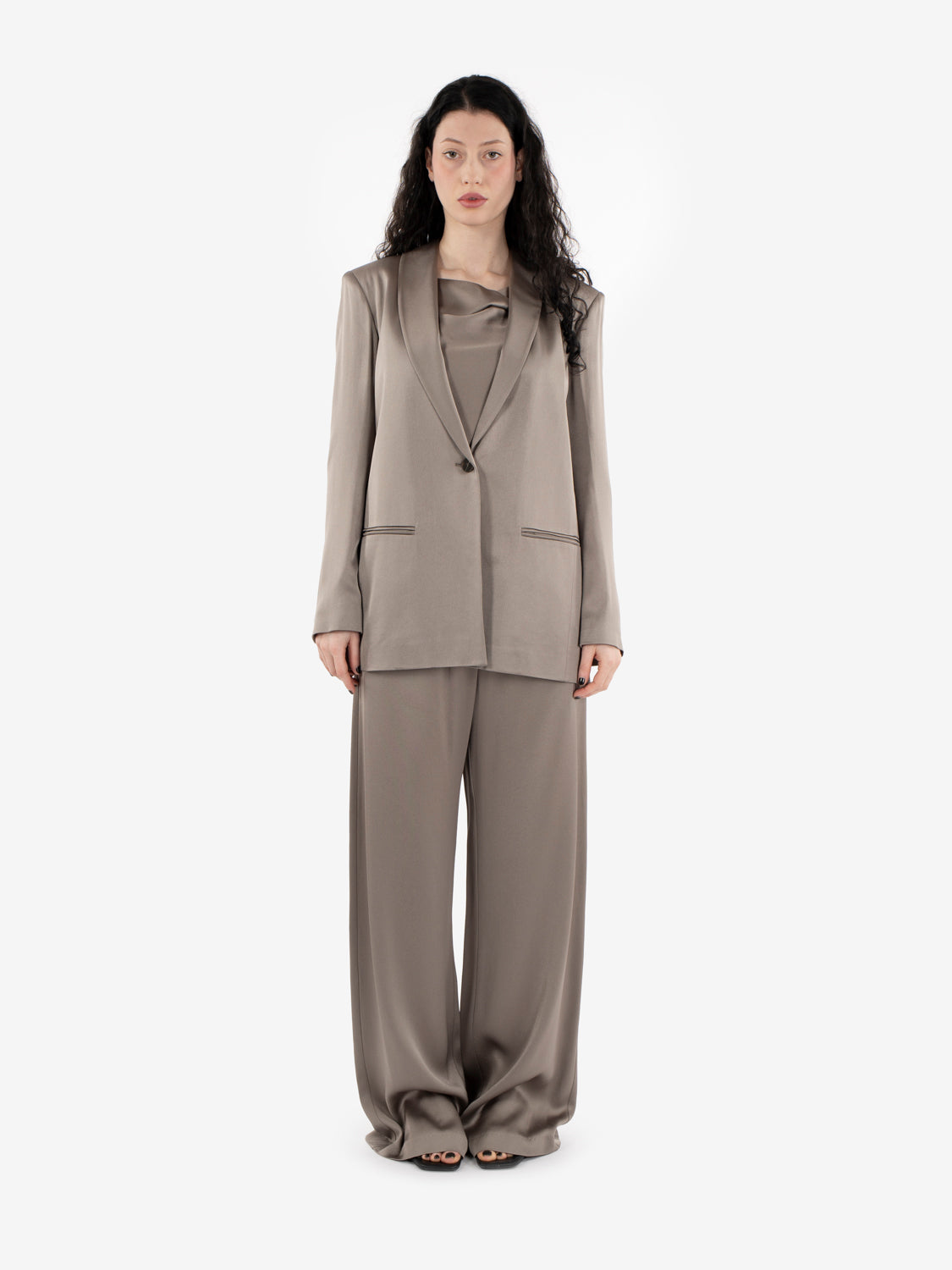 Pantalone fluido satin taupe