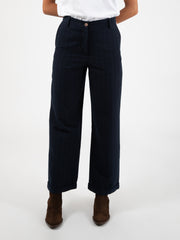 ALYSI - Pantalone gessato Malfil navy