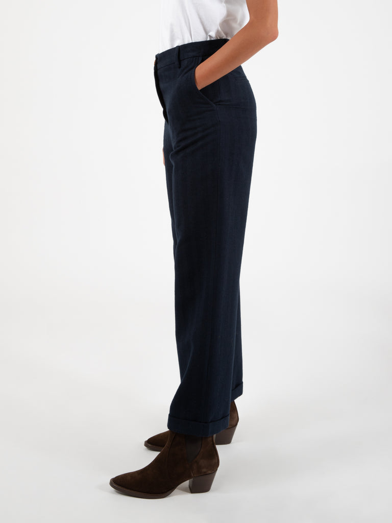 ALYSI - Pantalone gessato Malfil navy