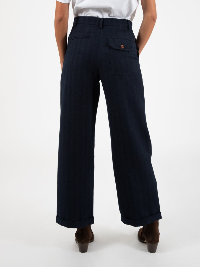 ALYSI - Pantalone gessato Malfil navy