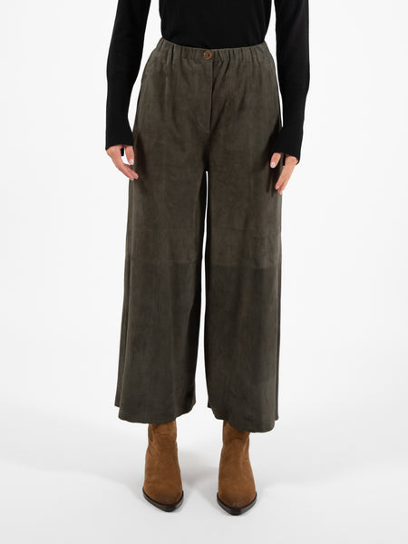 Pantalone morbido in suede  piombo