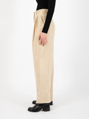 ALYSI - Pantalone velvet con pinces crema