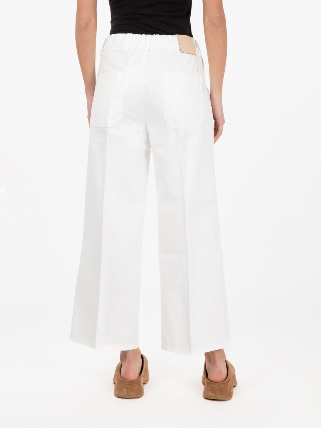 Pantalone wide gabardine bianco