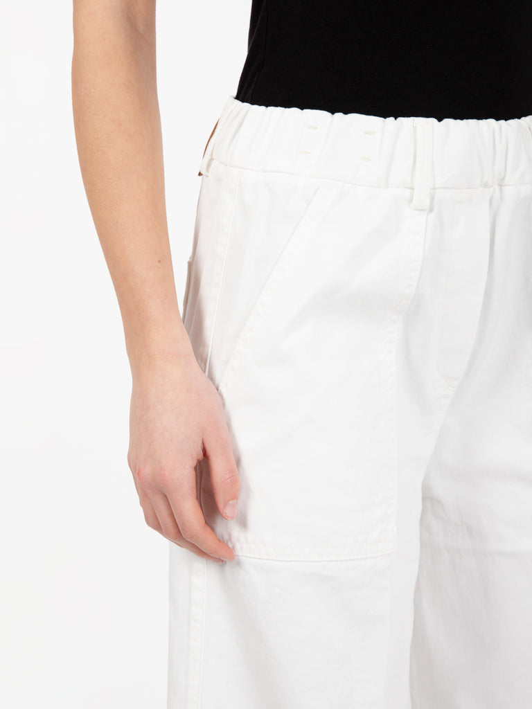 ALYSI - Pantalone wide gabardine bianco
