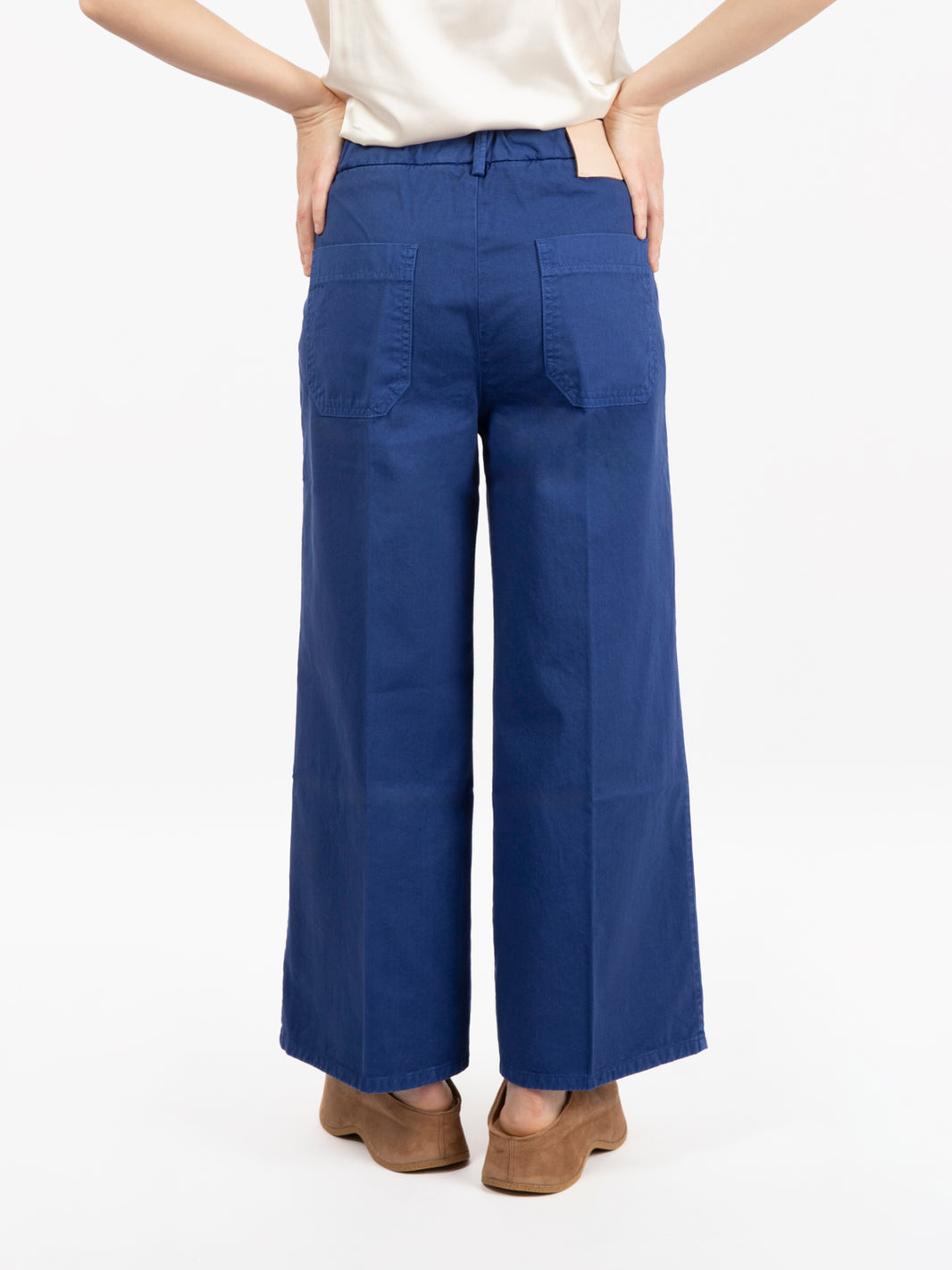 Pantalone wide gabardine inchiostro