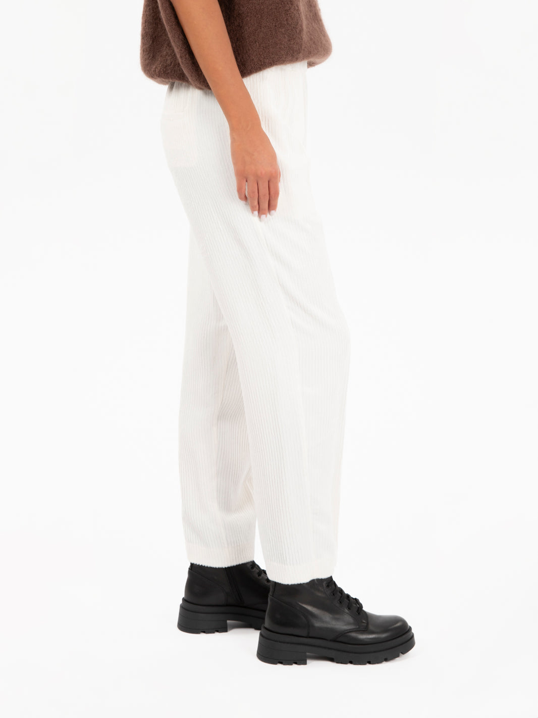Pantaloni a coste velvet bianchi