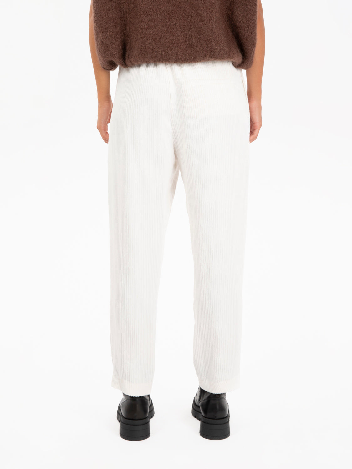Pantaloni a coste velvet bianchi