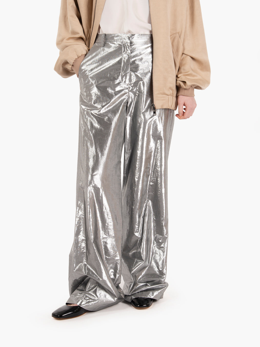 Palazzo pants light shiny silver
