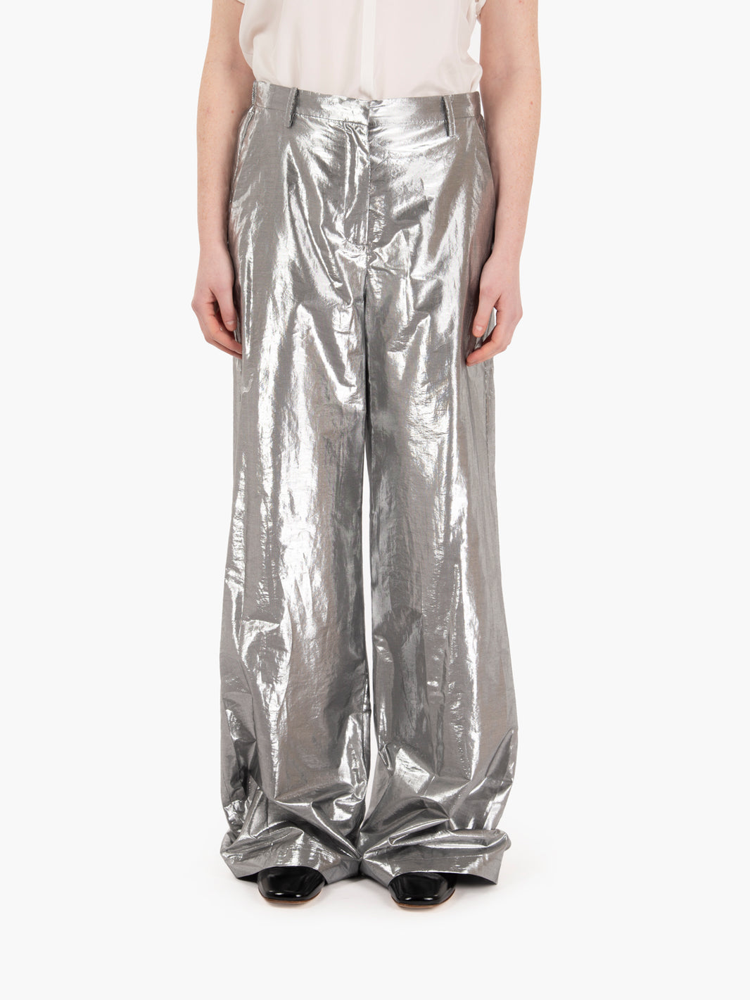 Palazzo pants light shiny silver