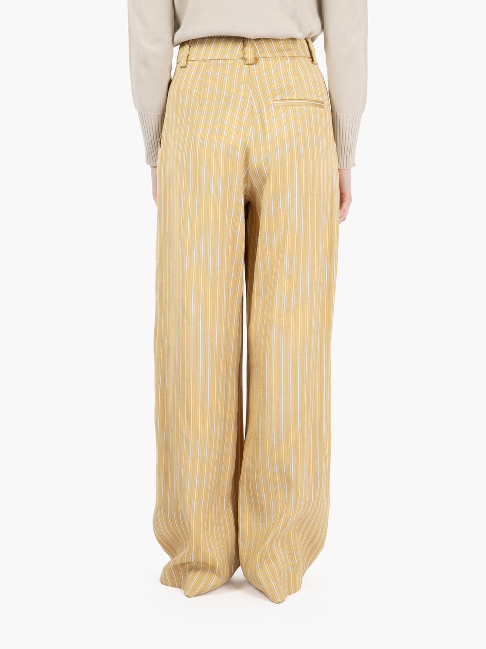 Pantaloni ampi a righe satin gold