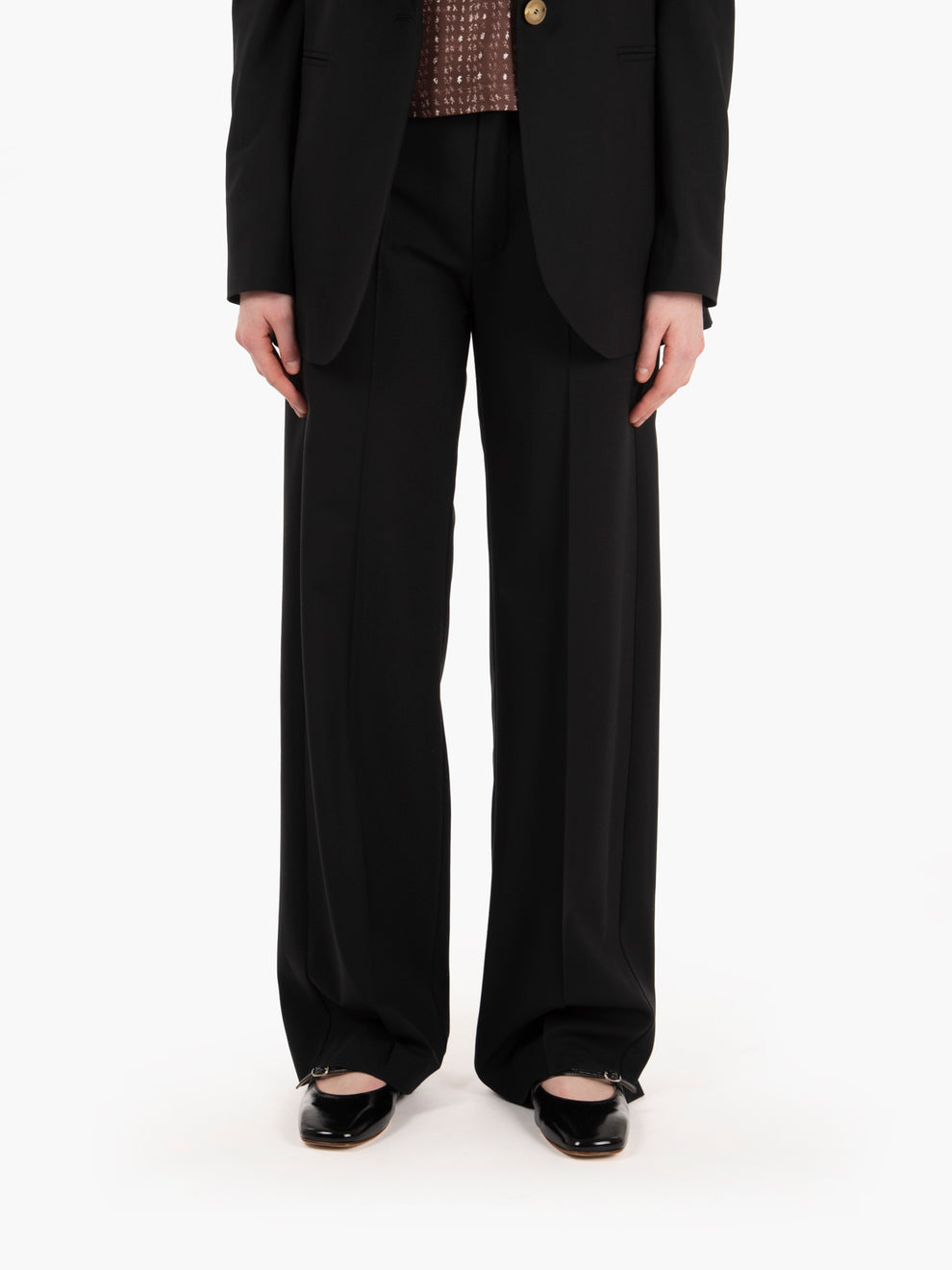 Pantaloni di lana ampi nero