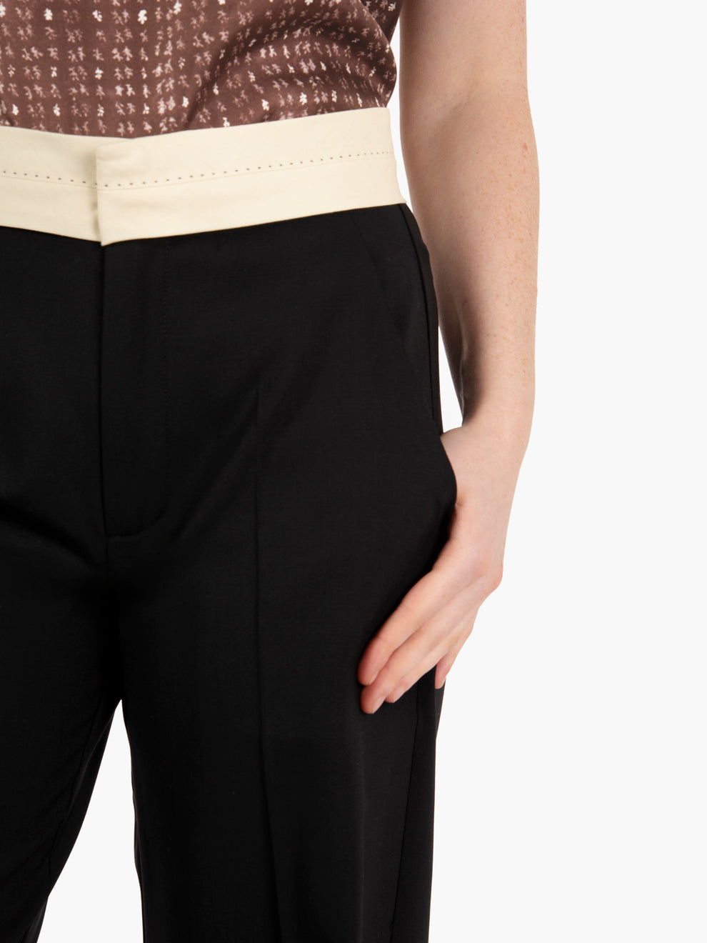 Pantaloni di lana ampi nero