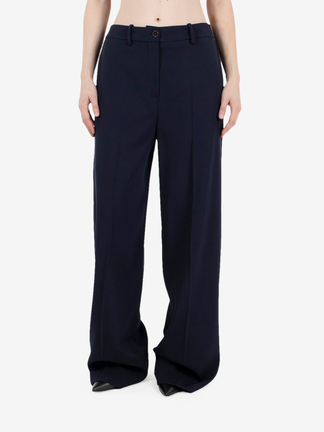 Pantaloni dritti in lana notte