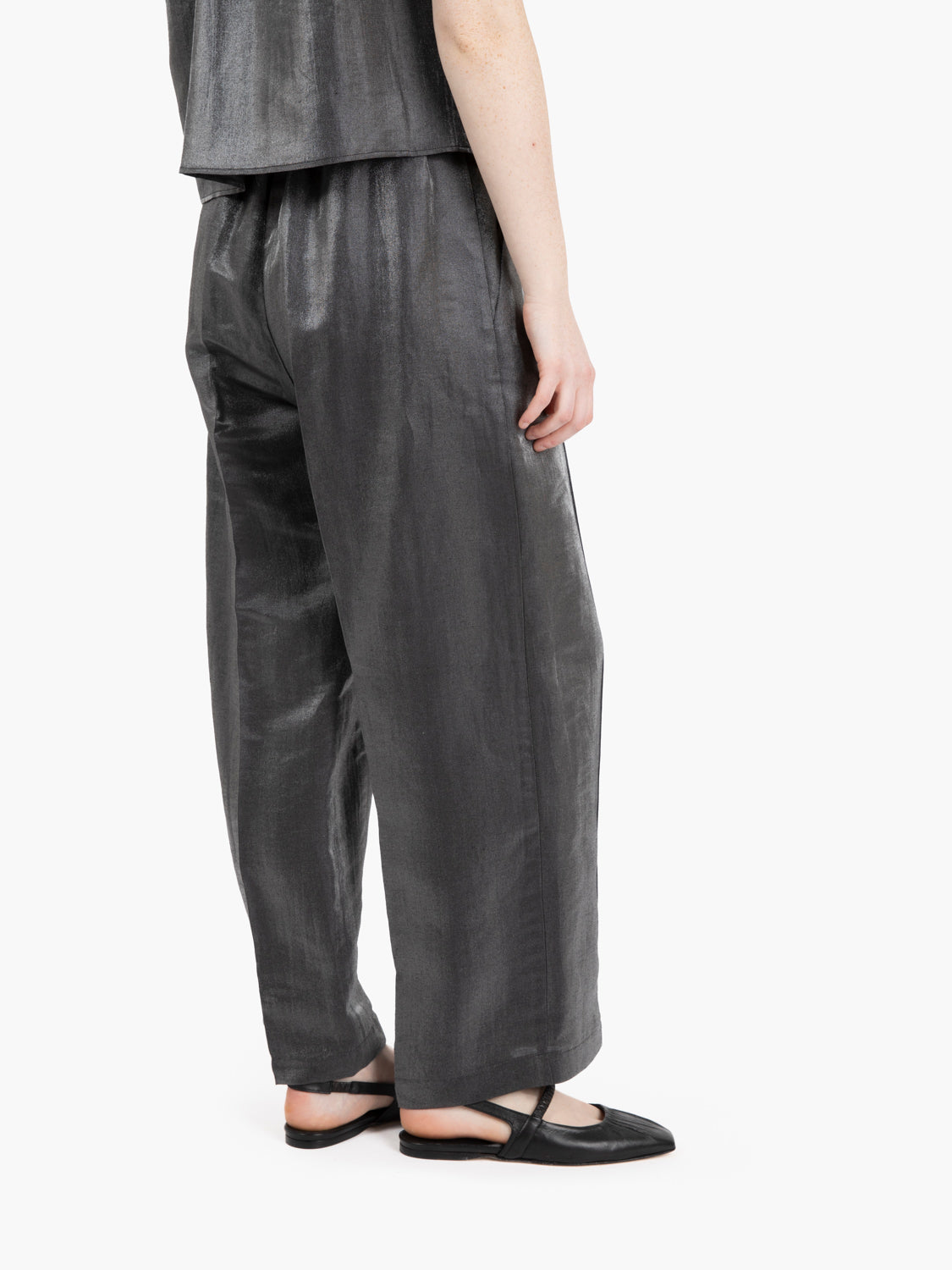 Pantaloni dritti in lino cristallo carbone