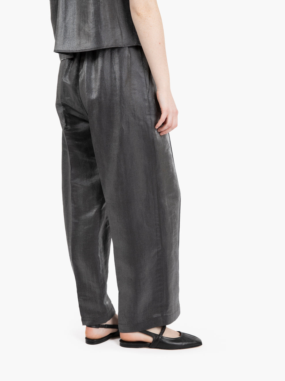 Pantaloni dritti in lino cristallo carbone