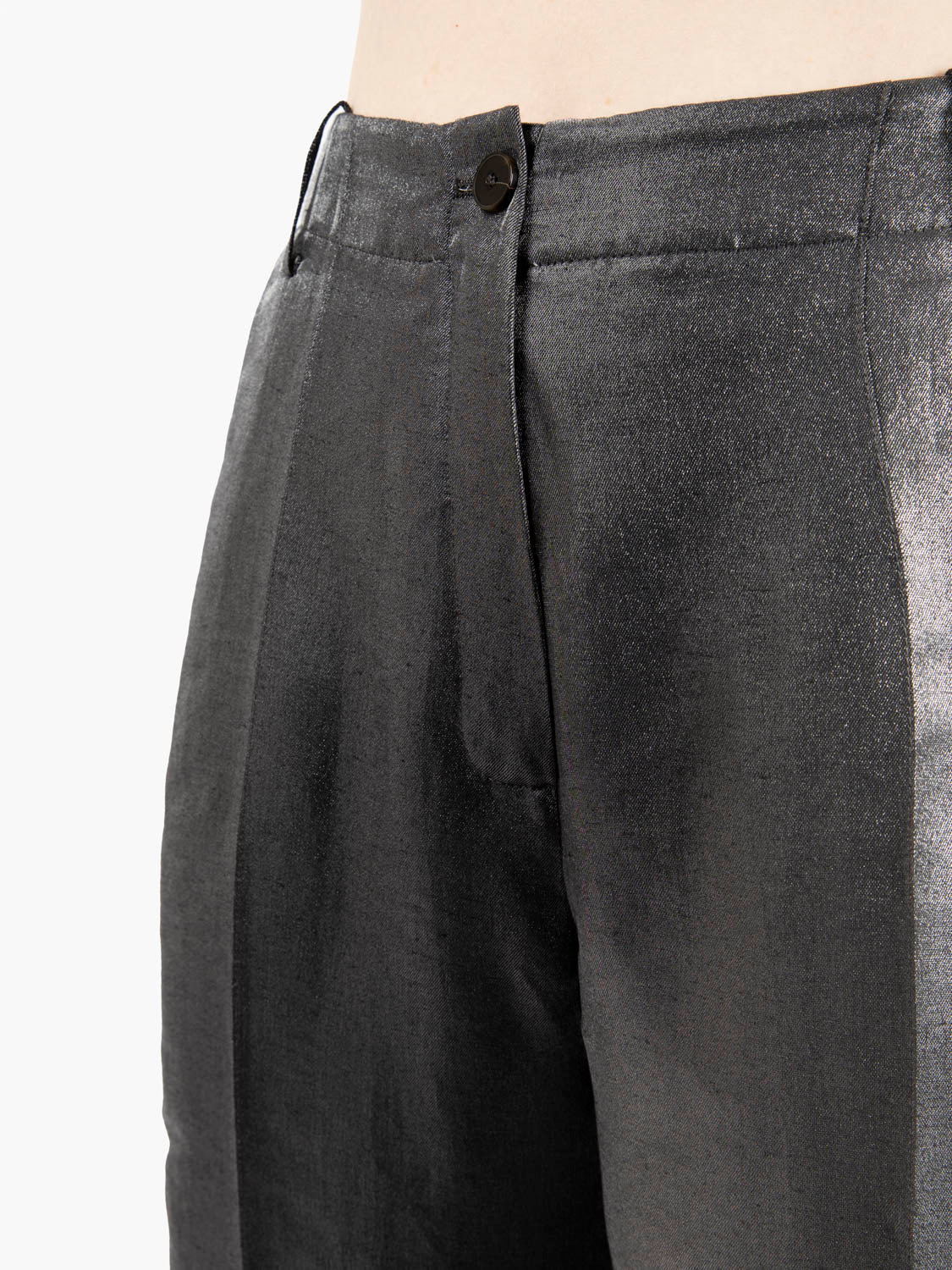 Pantaloni dritti in lino cristallo carbone